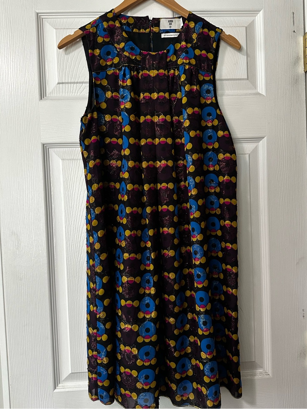 Anna Sui for Target Black Sleeveless Dress with Blue and Yellow Geometric Print